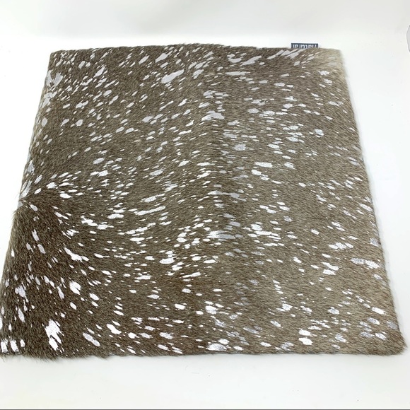 Natural genuine cowhide accent pillow grey and silver NWT - Picture 1 of 11